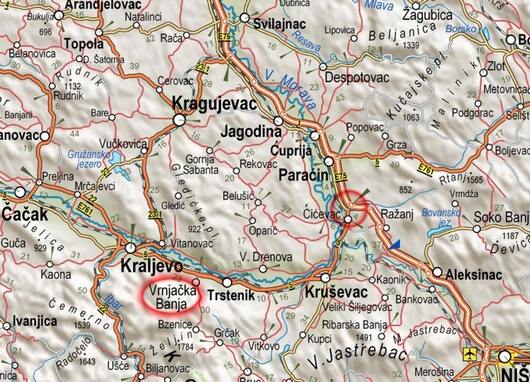 Auto karta Srbije - put do Vrnjačke Banje